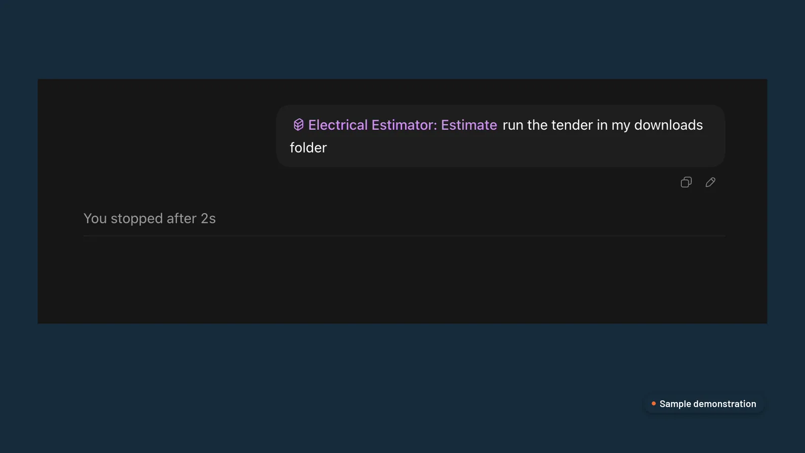 The estimating plugin being run on a tender folder in ChatGPT